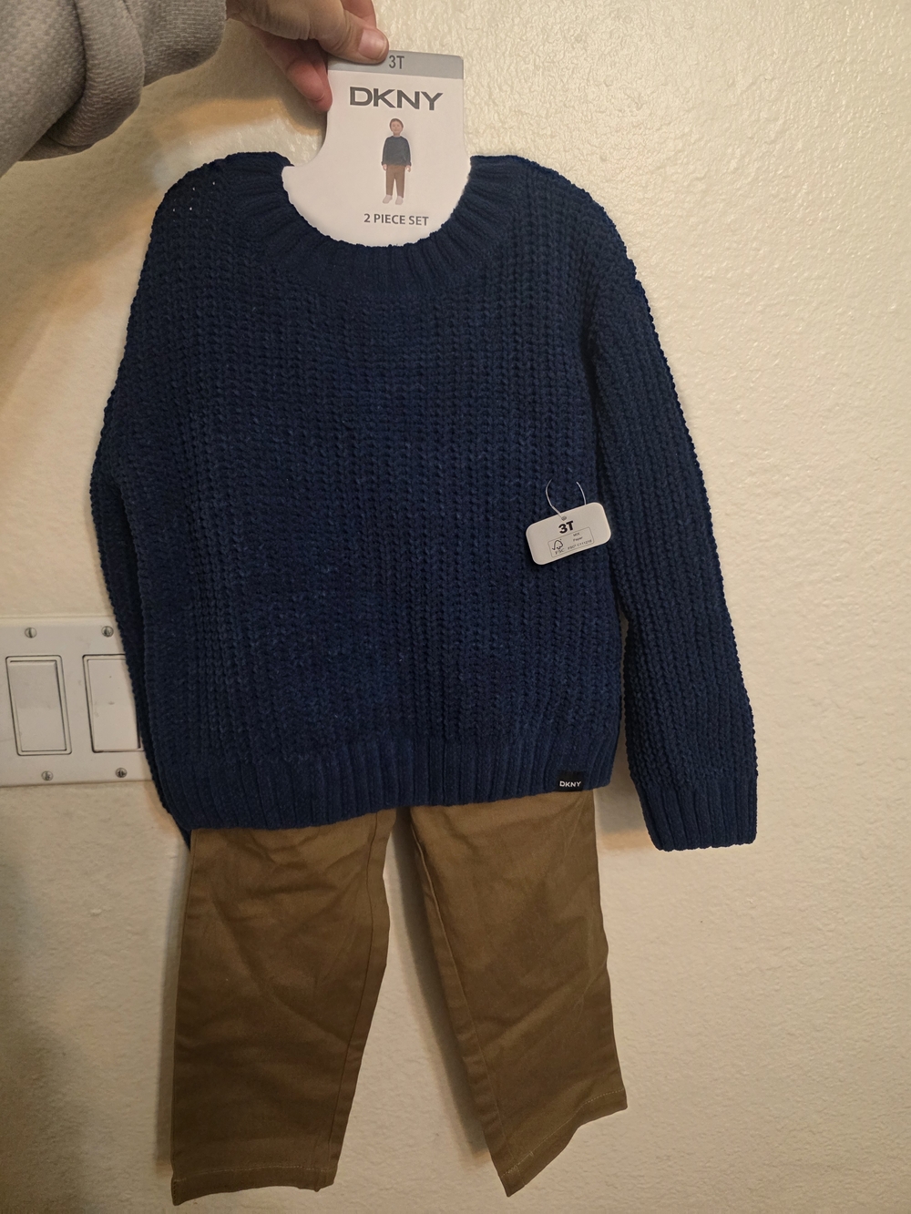 DKNY Boys Navy Crewneck Knit Sweater